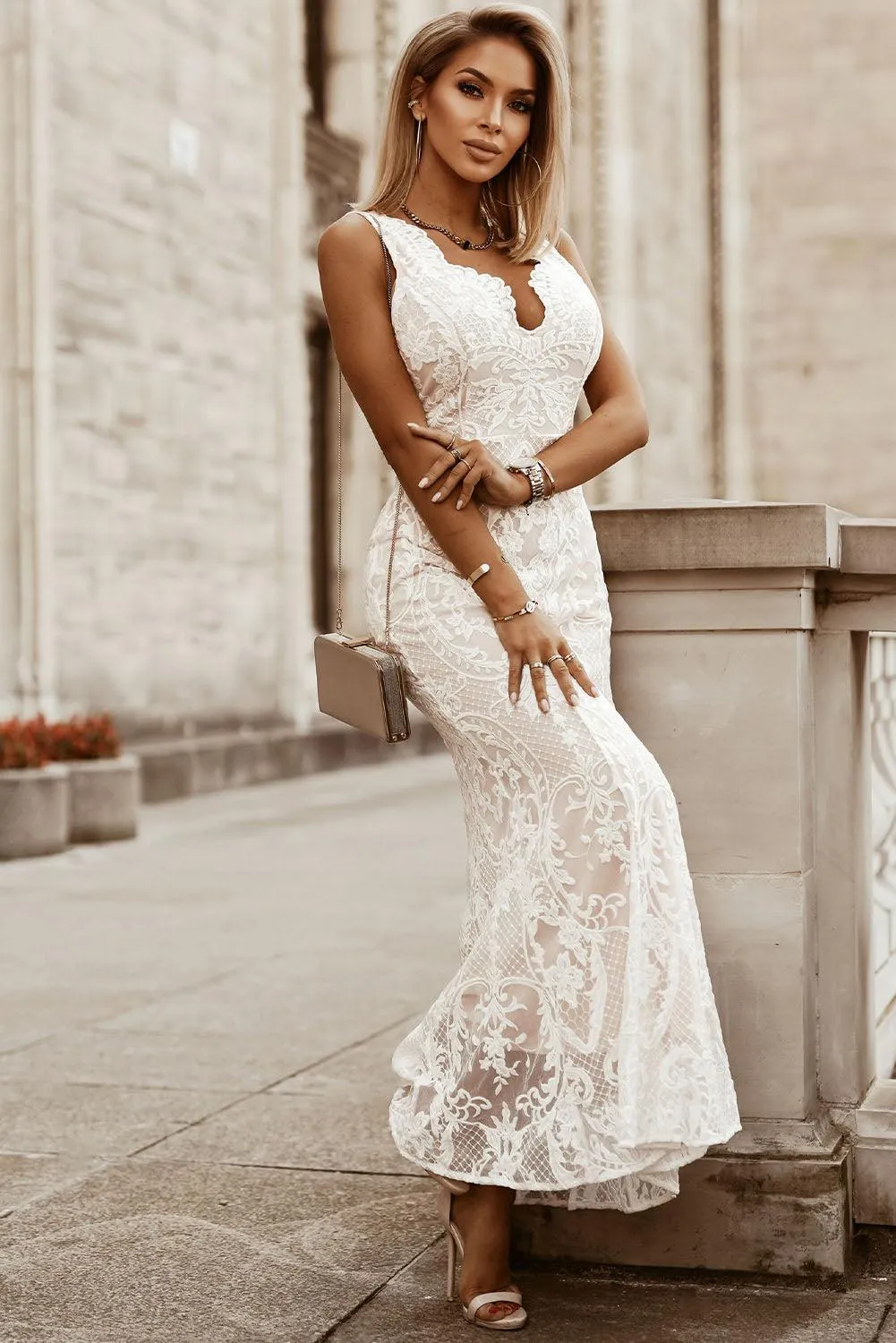 Sleeveless Crochet Maxi Dress