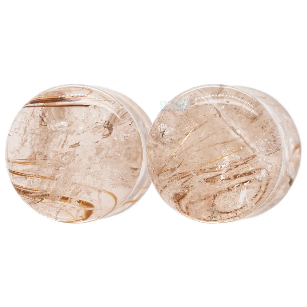 Stone Plugs - Gold Rutile Quartz