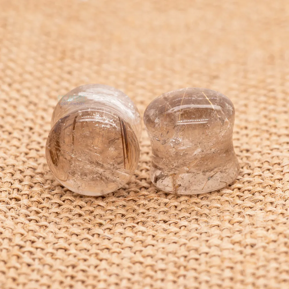 Stone Plugs - Gold Rutile Quartz