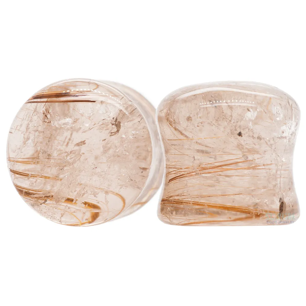 Stone Plugs - Gold Rutile Quartz