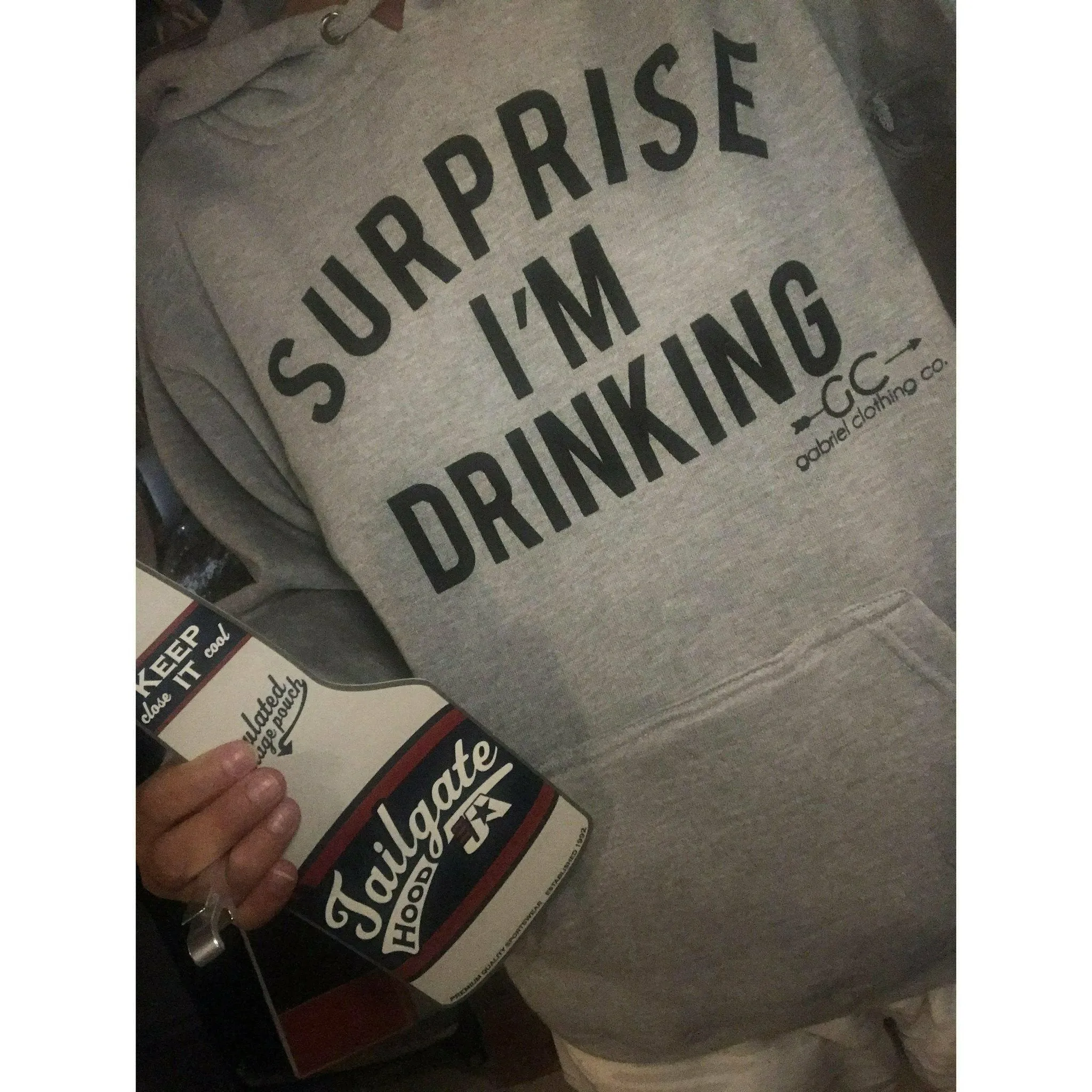 Surprise I'm Drinking ( with built in koozie & bottle opener) Hoodie