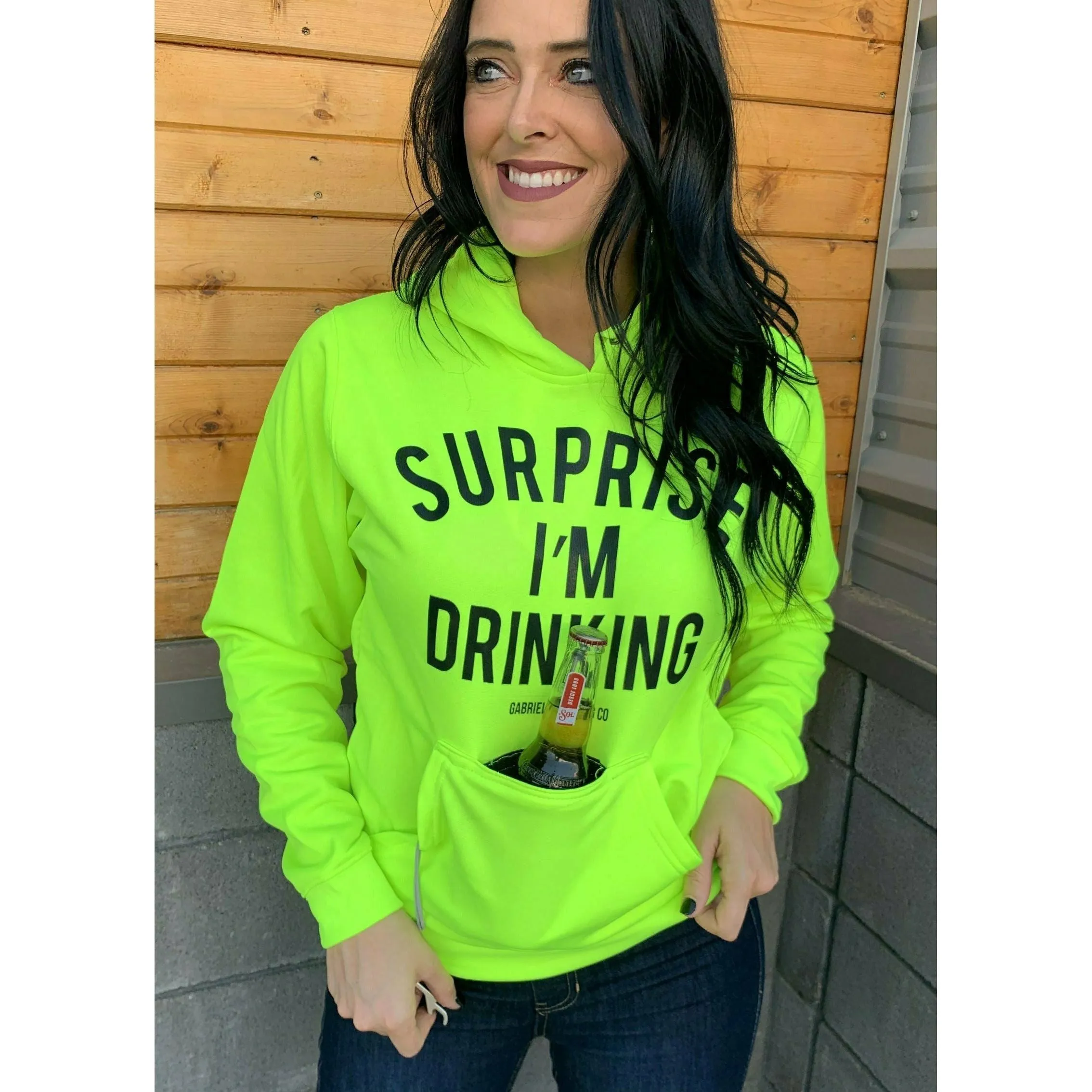 Surprise I'm Drinking ( with built in koozie & bottle opener) Hoodie