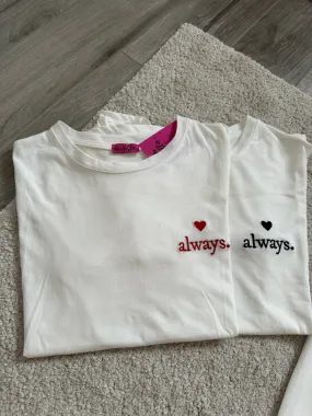 T-shirt bianca con ricamo Always