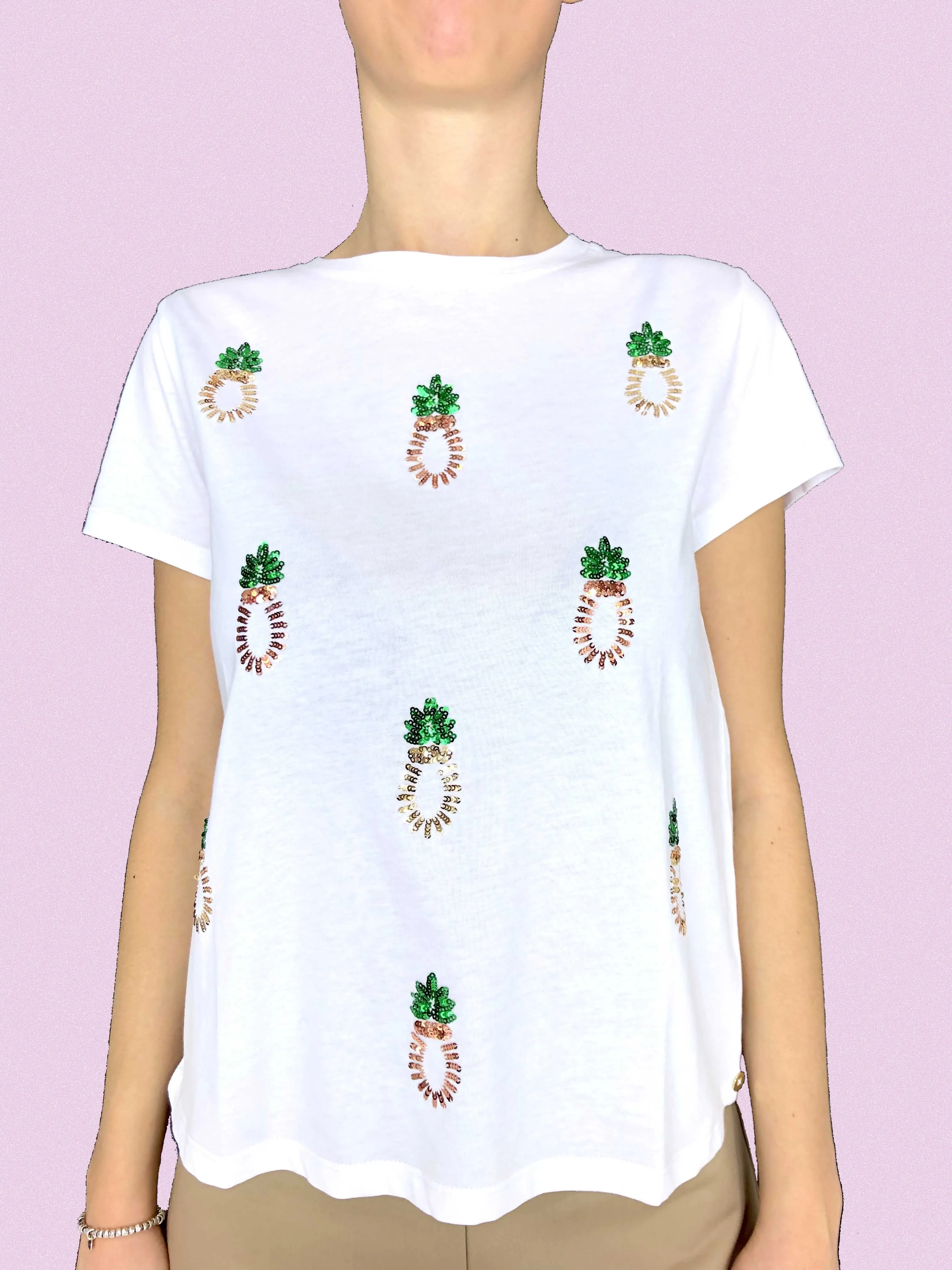 T-SHIRT DONNA BIANCA CON ANANAS