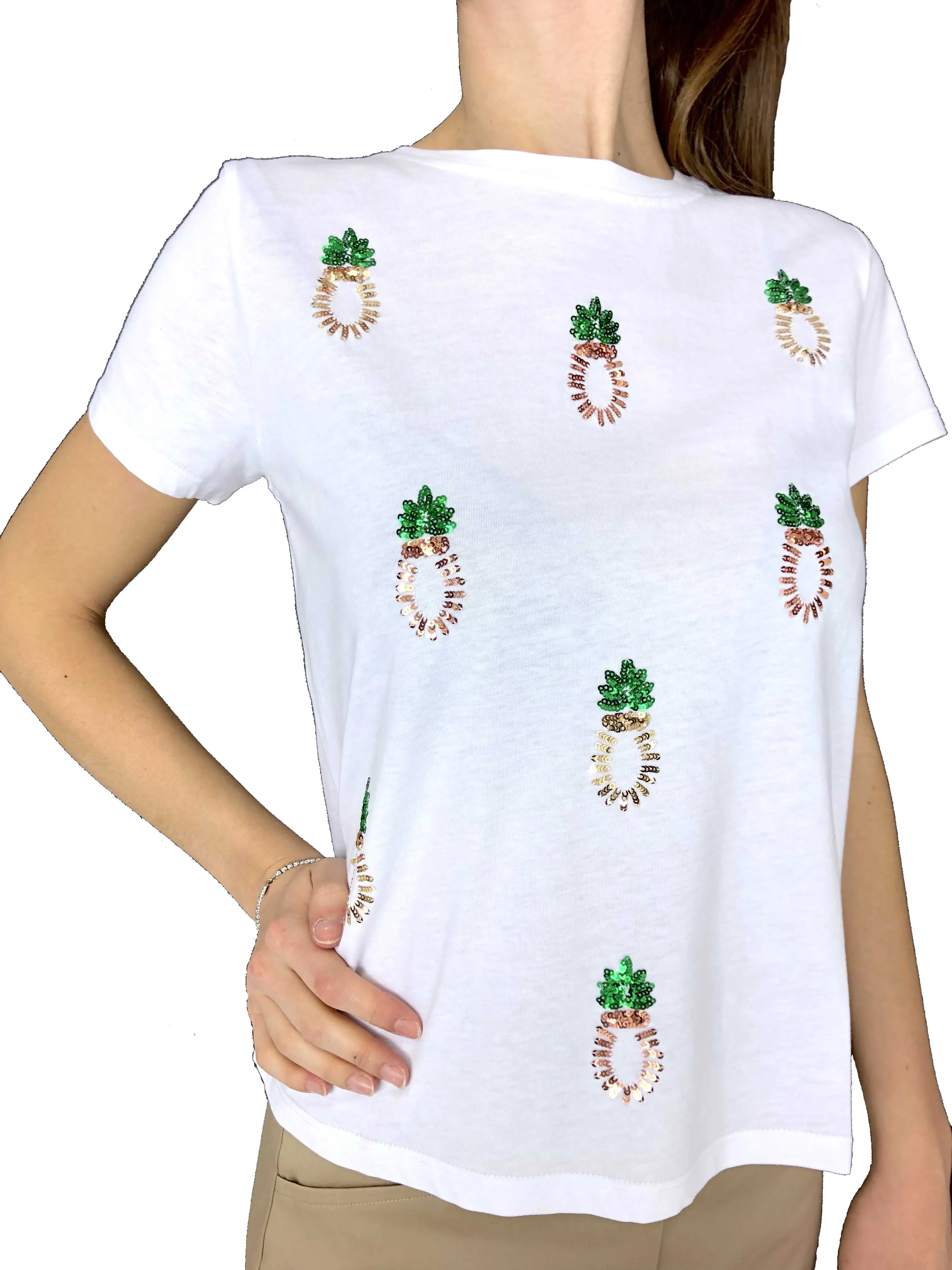 T-SHIRT DONNA BIANCA CON ANANAS