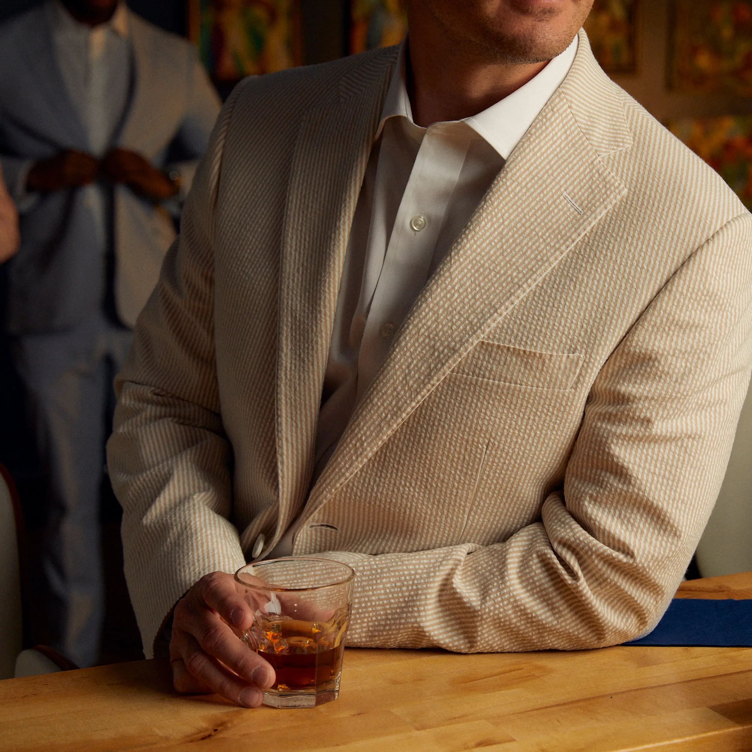 Tan Bisque Seersucker Stretch Sport Coat | Seersucker Suit Separates