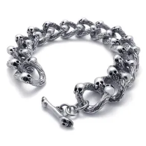 Titanium Stainless steel Classic Biker Men's Skull heavy Bracelet