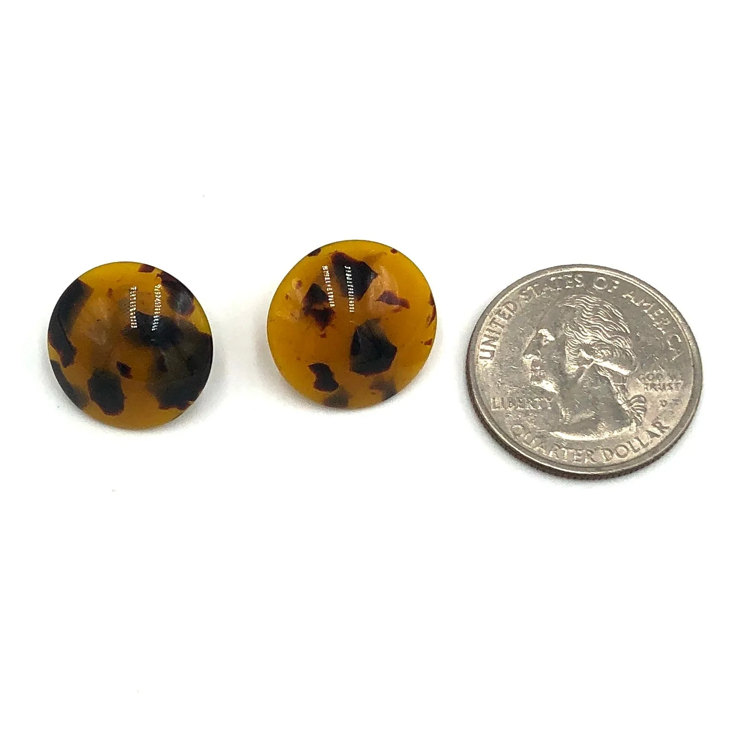 Tortoise Speckled Retro Button Stud Earrings