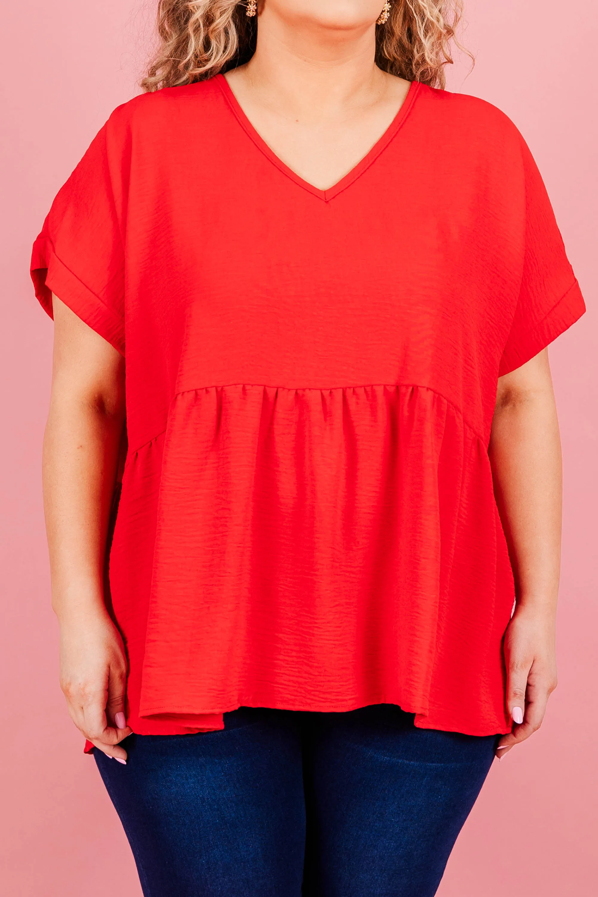 Universal Truths Babydoll Top, Red