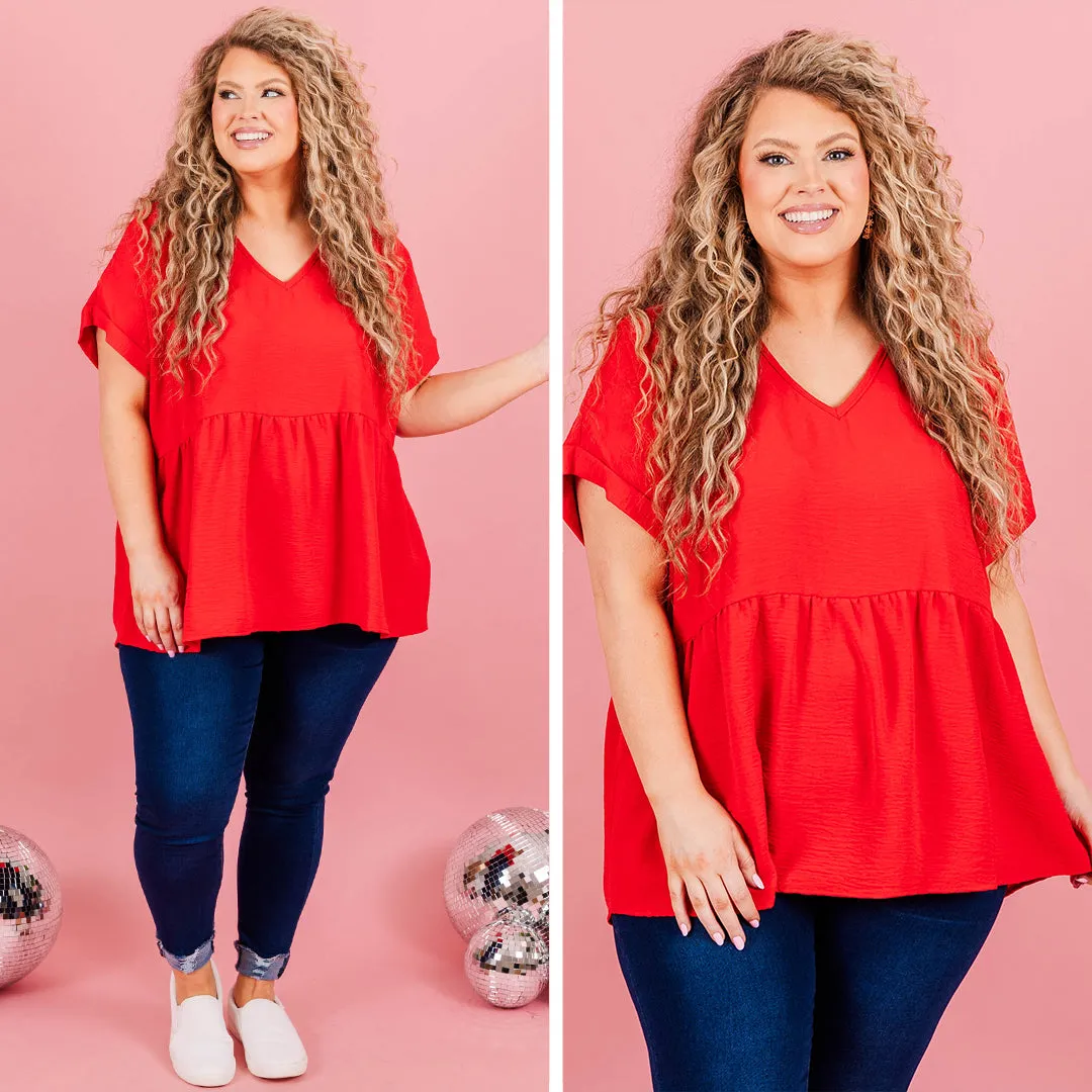 Universal Truths Babydoll Top, Red