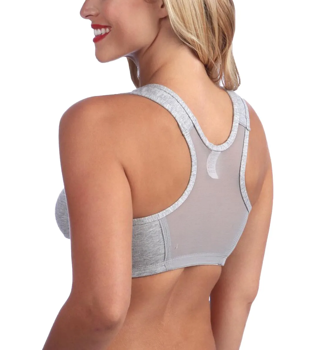 Valmont Zip-Front Sports Bra (1611A) - Heather Gray