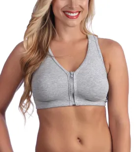 Valmont Zip-Front Sports Bra (1611A) - Heather Gray