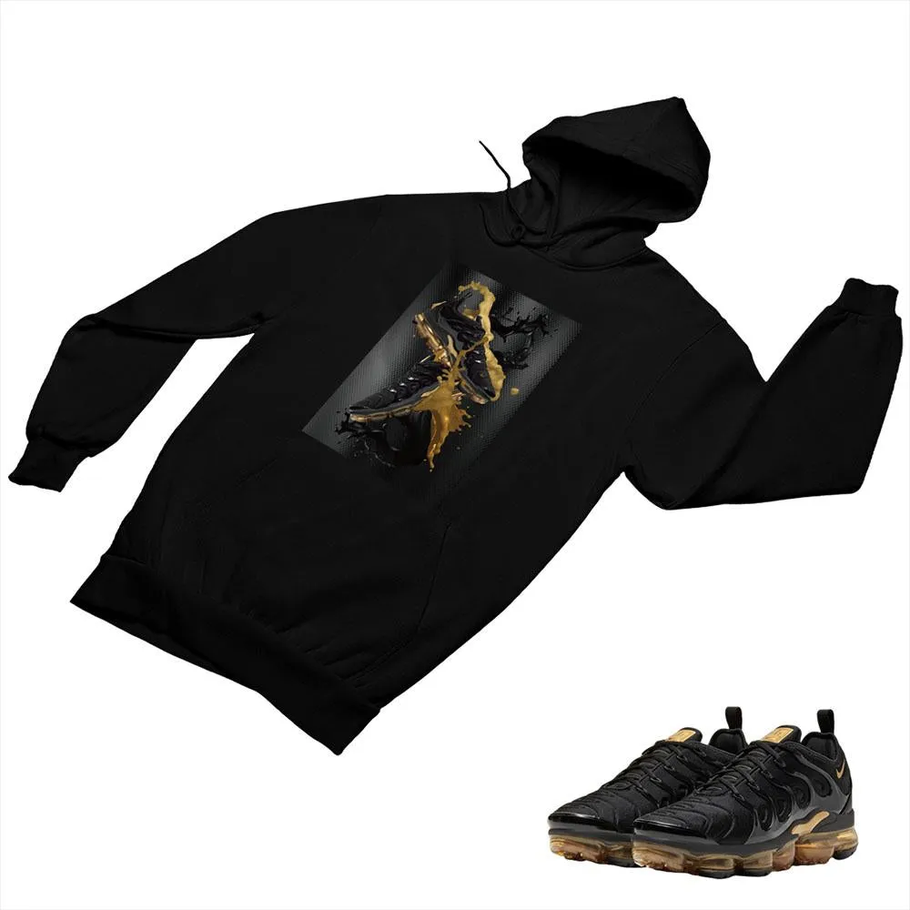 VaporMax Plus Black and Gold Matching Custom Designed Hoodies AVP 2-6-17