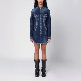 WASHED DENIM BUSTIER CHEMISIER DRESS