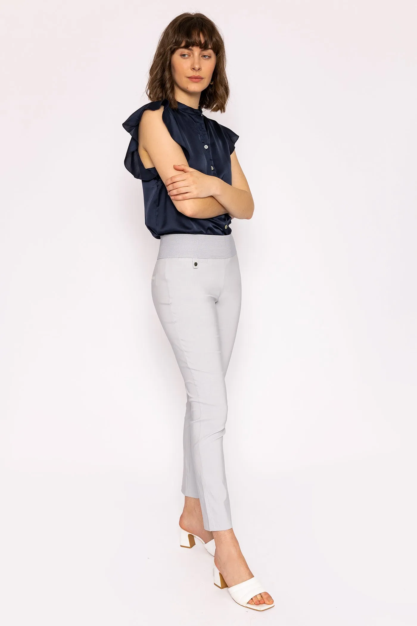 Wide Band Bengaline Pant in Grey