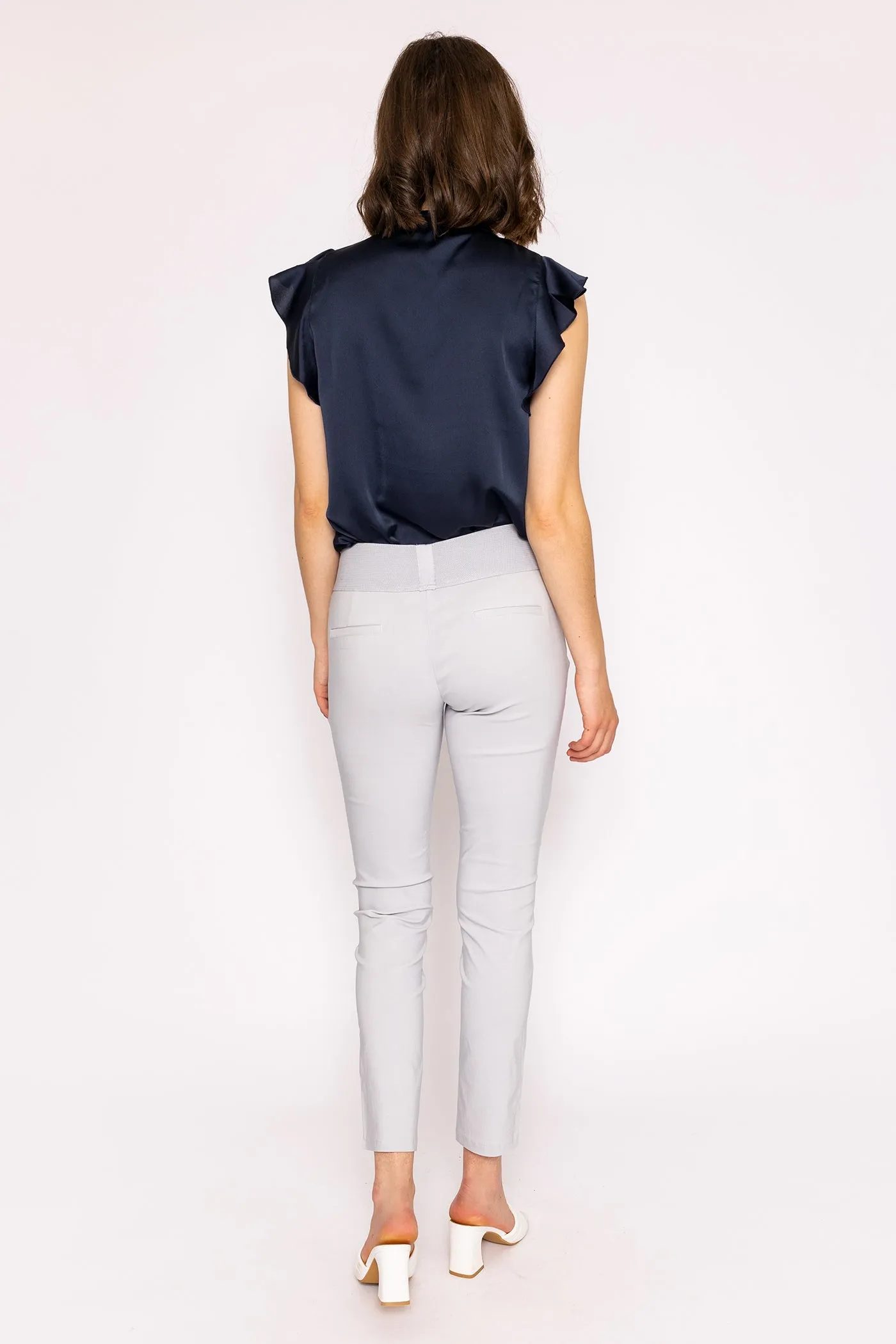 Wide Band Bengaline Pant in Grey