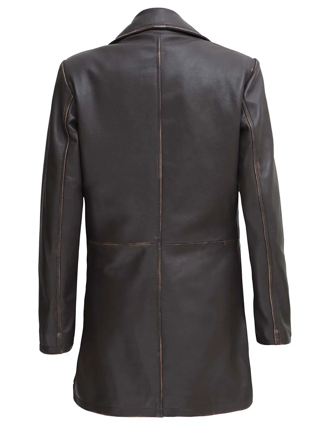 Winchester Women's Distressed Dark Brown Leather Coat