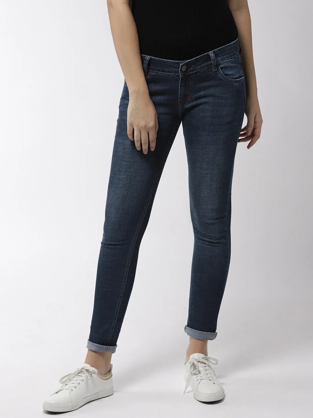 Women Blue Skinny Fit Mid-Rise Clean Look Jeans