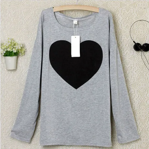 Women LOVE Heart Printed Sweatshirt Hoody Hoodies tracksuits Pullovers Suit Tops Outerwear M L XL SM6