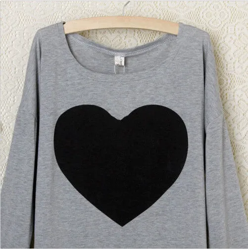 Women LOVE Heart Printed Sweatshirt Hoody Hoodies tracksuits Pullovers Suit Tops Outerwear M L XL SM6