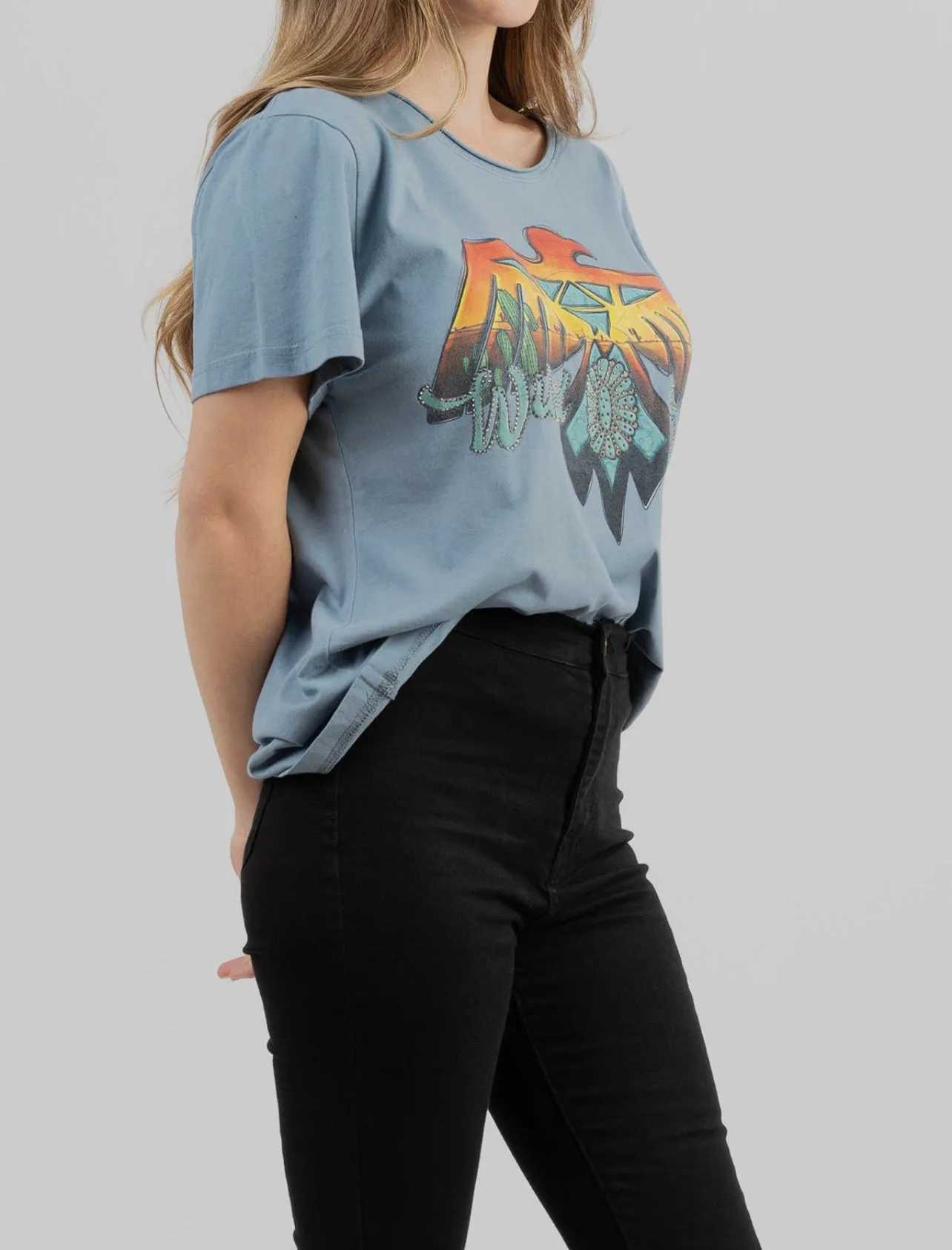 Women's Mineral Wash “Wild Soul” Eagle Graphic Short Sleeve Tee