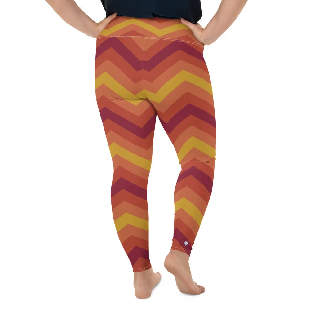 Women's Plus Size High Waist Zig zag Autumn Leggings Yoga Pants