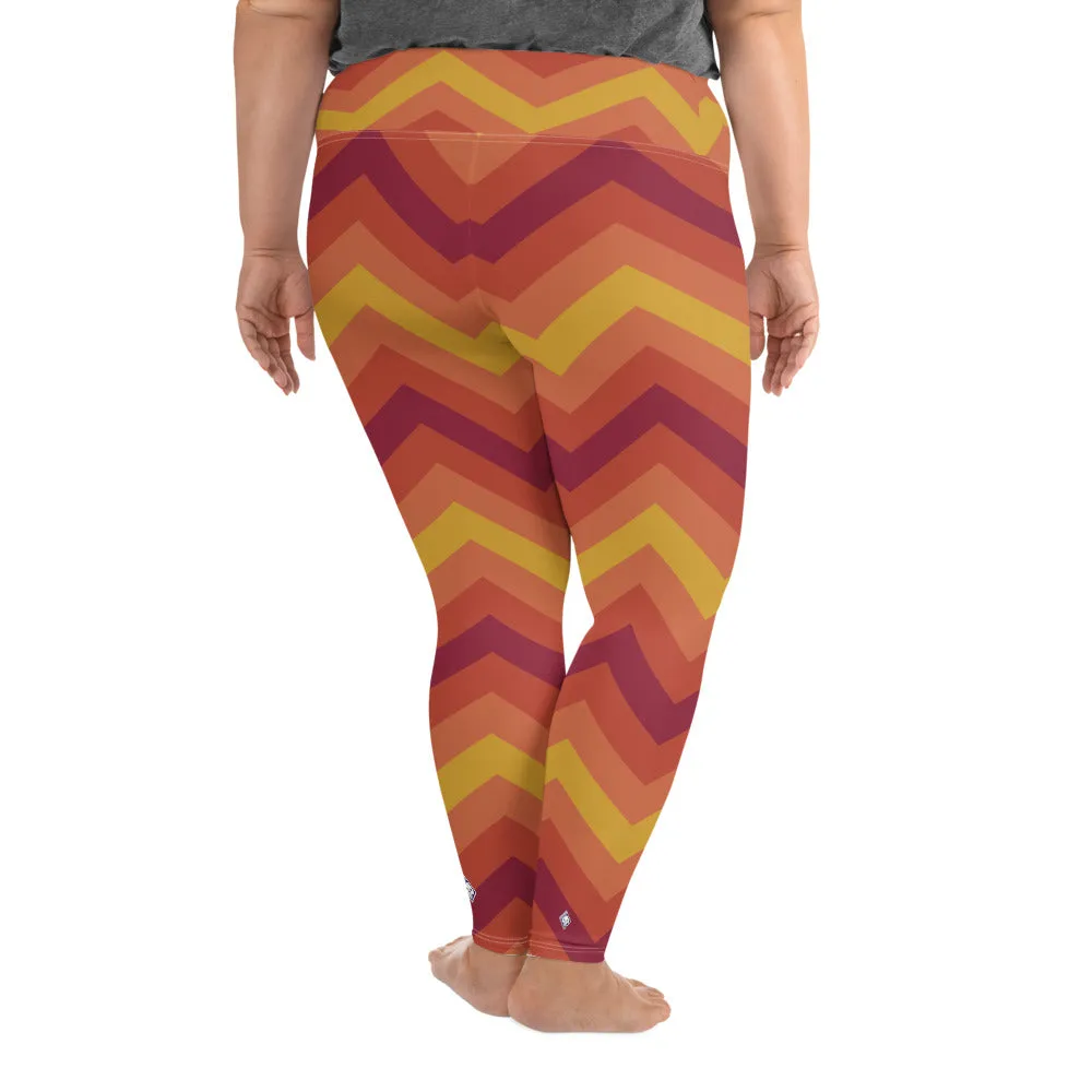 Women's Plus Size High Waist Zig zag Autumn Leggings Yoga Pants