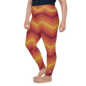 Women's Plus Size High Waist Zig zag Autumn Leggings Yoga Pants