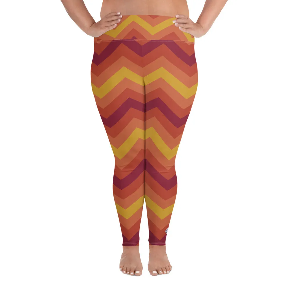 Women's Plus Size High Waist Zig zag Autumn Leggings Yoga Pants