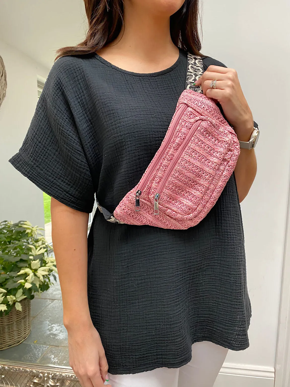 Woven Double Zip Bum Bag