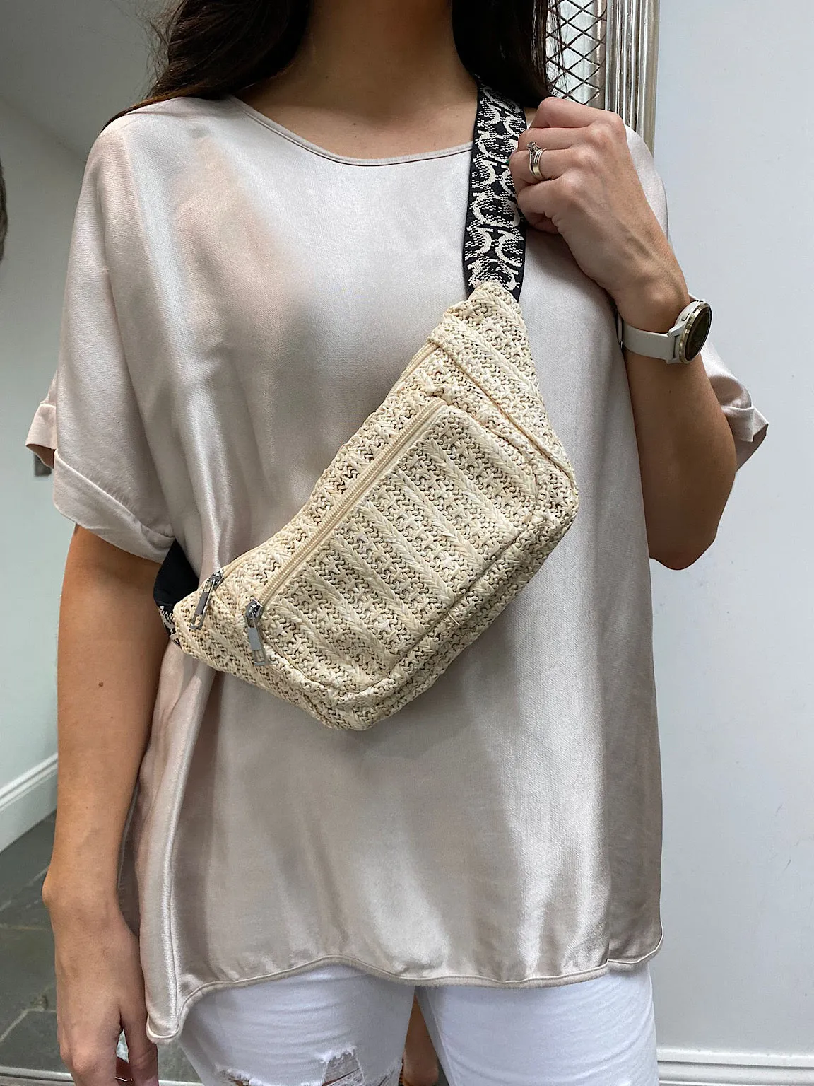 Woven Double Zip Bum Bag