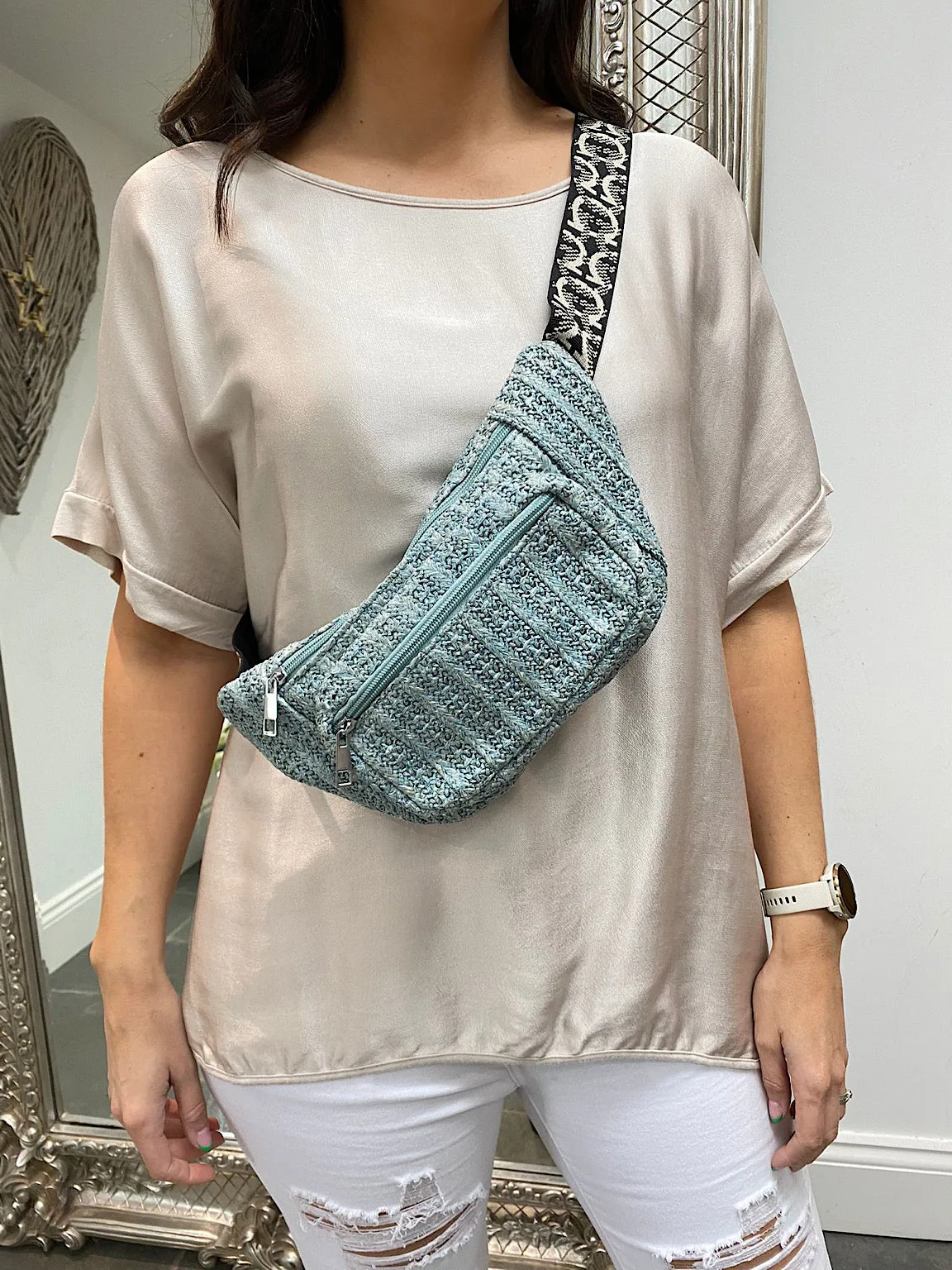 Woven Double Zip Bum Bag