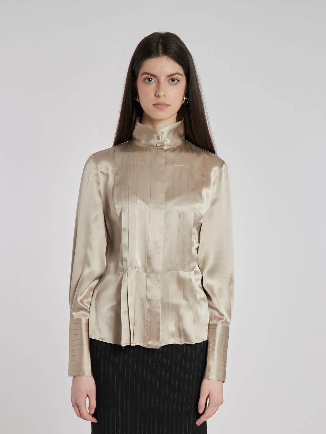 Y2K Lidia cardinale champagne-coloured silk blouse