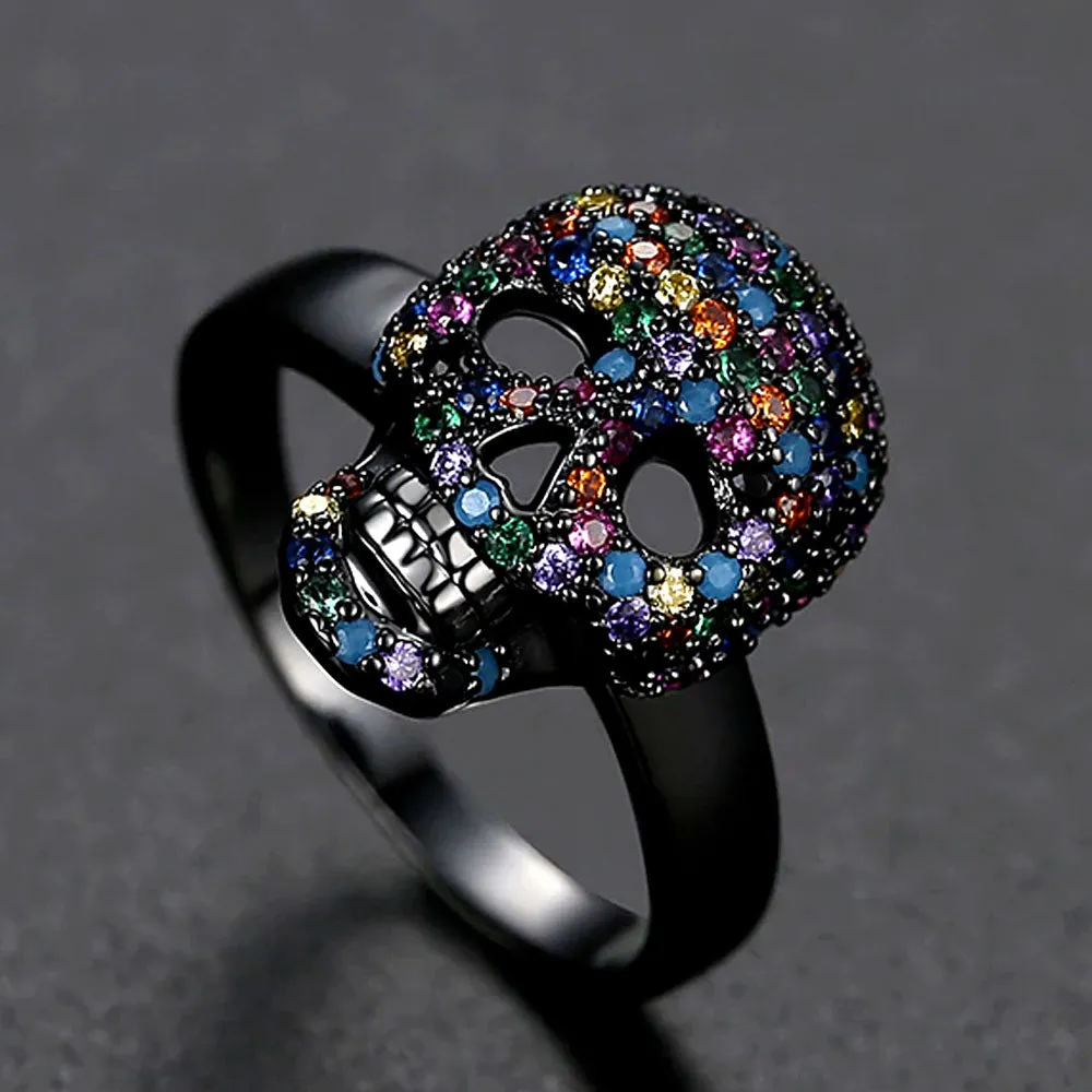 Zircon Stone Devil Skull Ring