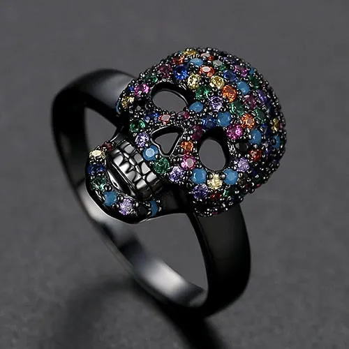 Zircon Stone Devil Skull Ring