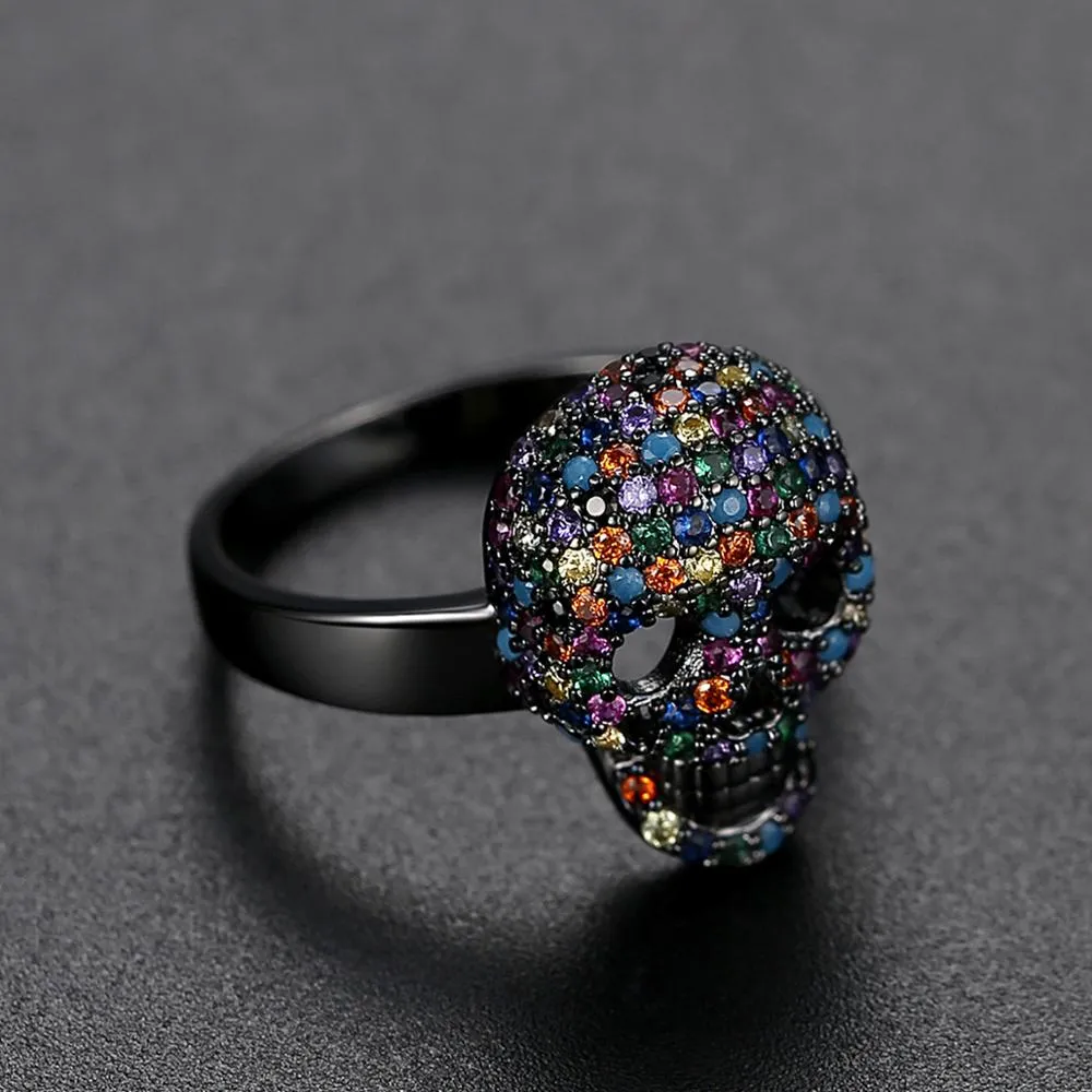 Zircon Stone Devil Skull Ring